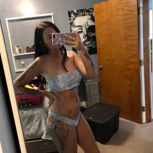 Strapless polka dotted bikini